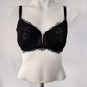 Auden Black Lace Unlined Underwire Balconette Bra 36C